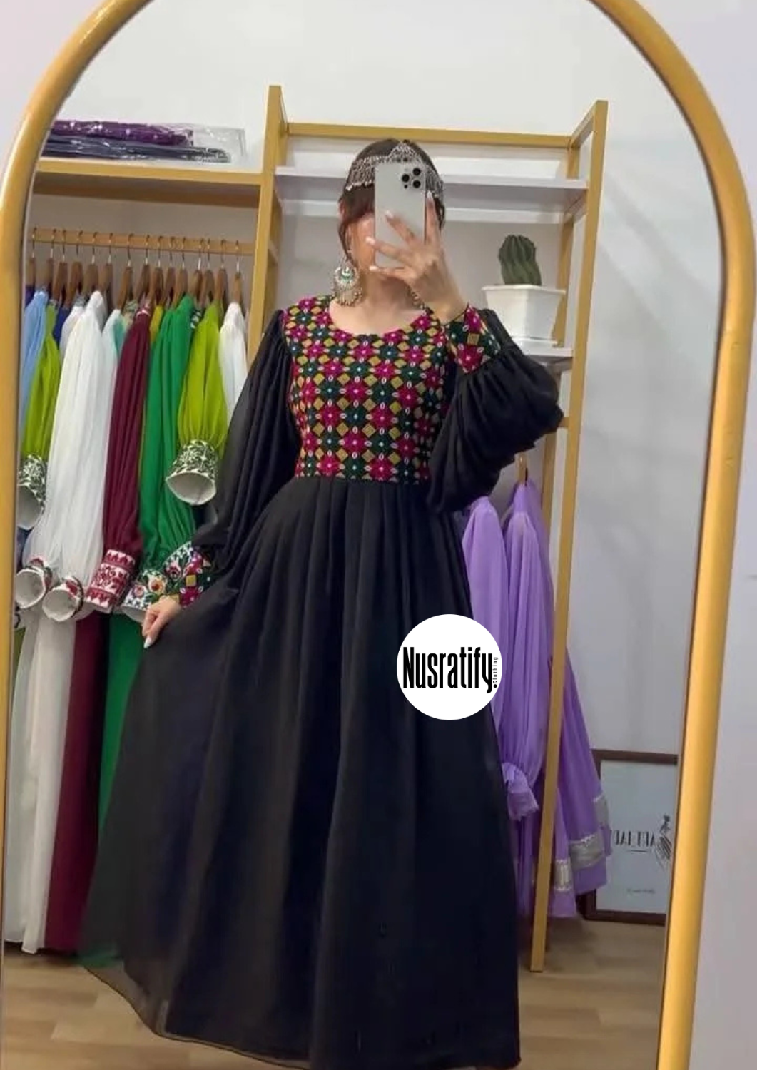 Cherry Georgette Gown-BLACK