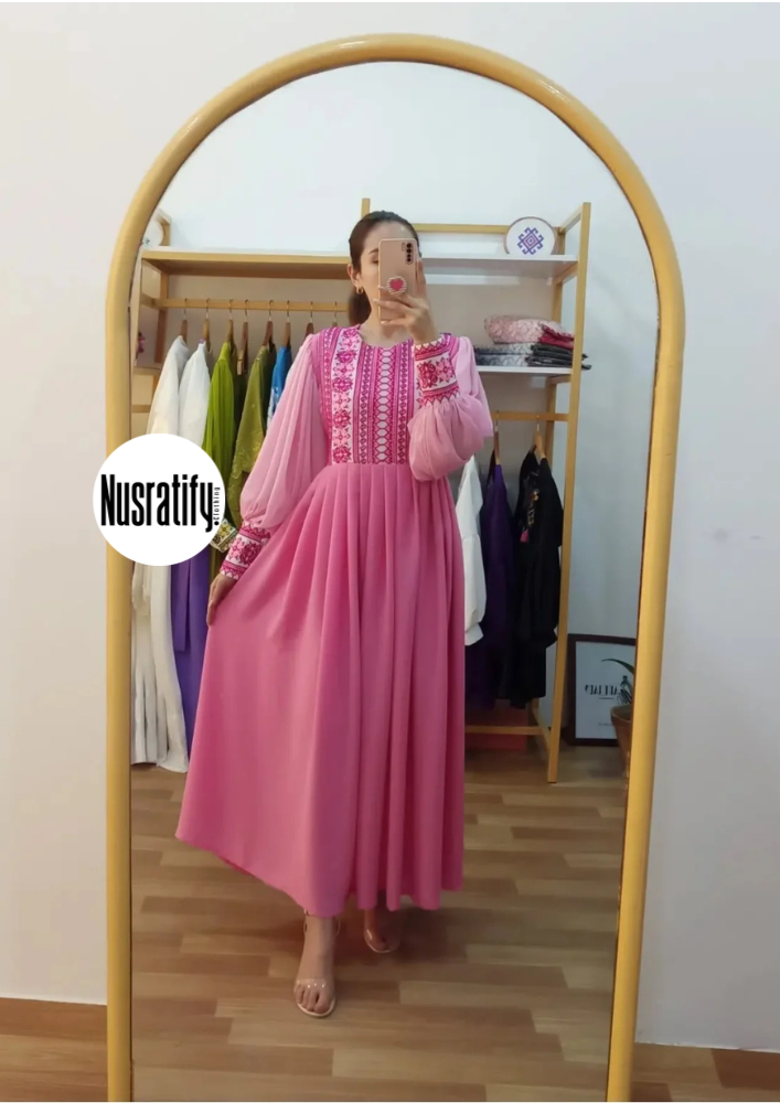 Cherry Georgette Gown-PINK