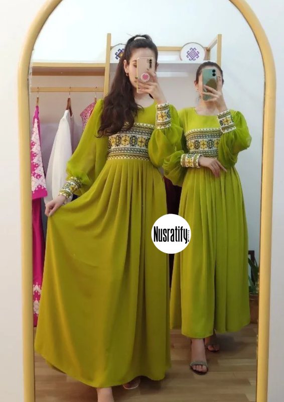 Cherry Georgette Gown-OLIVE 2
